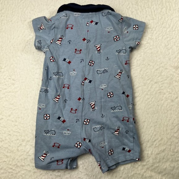 Infant Boy's First Impressions One Piece Romper Sz 18M. Nautical Whales Sailboat - Picture 2 of 4